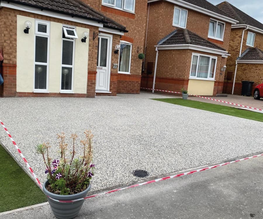 Gravel driveway with edging
